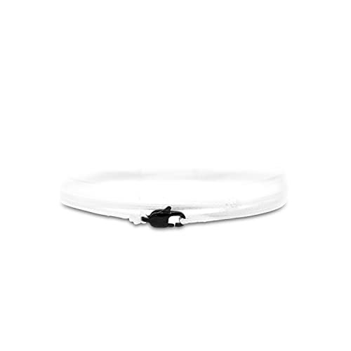 Made by Nami Dünnes Wickel-Armband Herren & Damen mit Karabiner-Haken Verschluss Handmade - Maritimer Surfer Schmuck - Minimalistisches Stoff-Armband - 100% Wasserfest & verstellbar (Weiß Schwarz)