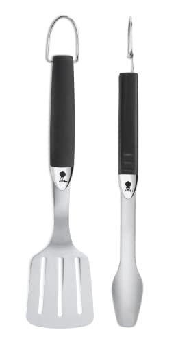 Weber-Stephen 6645 Grillbesteck Kompakt 2-teilig, Edelstahl, schwarz