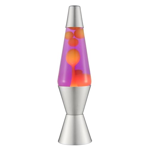 Lava Lamp 2125, Yellow Wax, Purple Liquid, Silver Base and Cap, Original 14.5 inch LAVA Motion Lamp to Illuminate Your Mood
