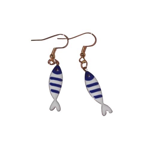 Perela - Handmade - Maritim Ohrringe - Fisch Ohrringe - Damen Schmuck - Sommer Accessoires - Geschenk für Frauen - Angel Schmuck (Blau)
