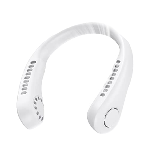 Deyaah Portable Neck Fan, 3000mAh Neck Fan 360° Bladeless Cooling Personal Fan Rechargeable Hand-free Fan with 5 Speeds for Travel, Outdoor, Home, Office, School, Camping (White)
