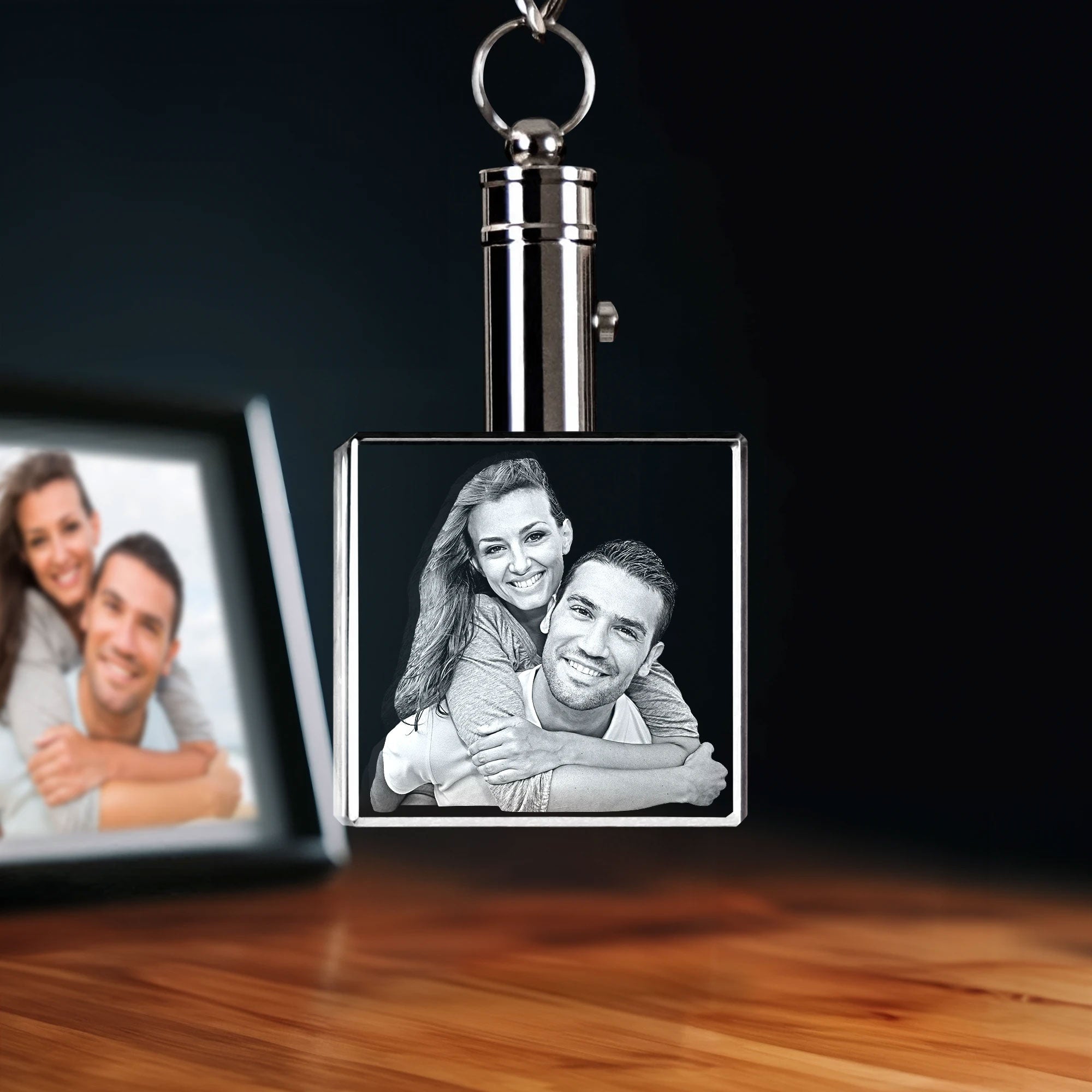 2D Crystal Photo Keychain - Square - Medium - Image 1