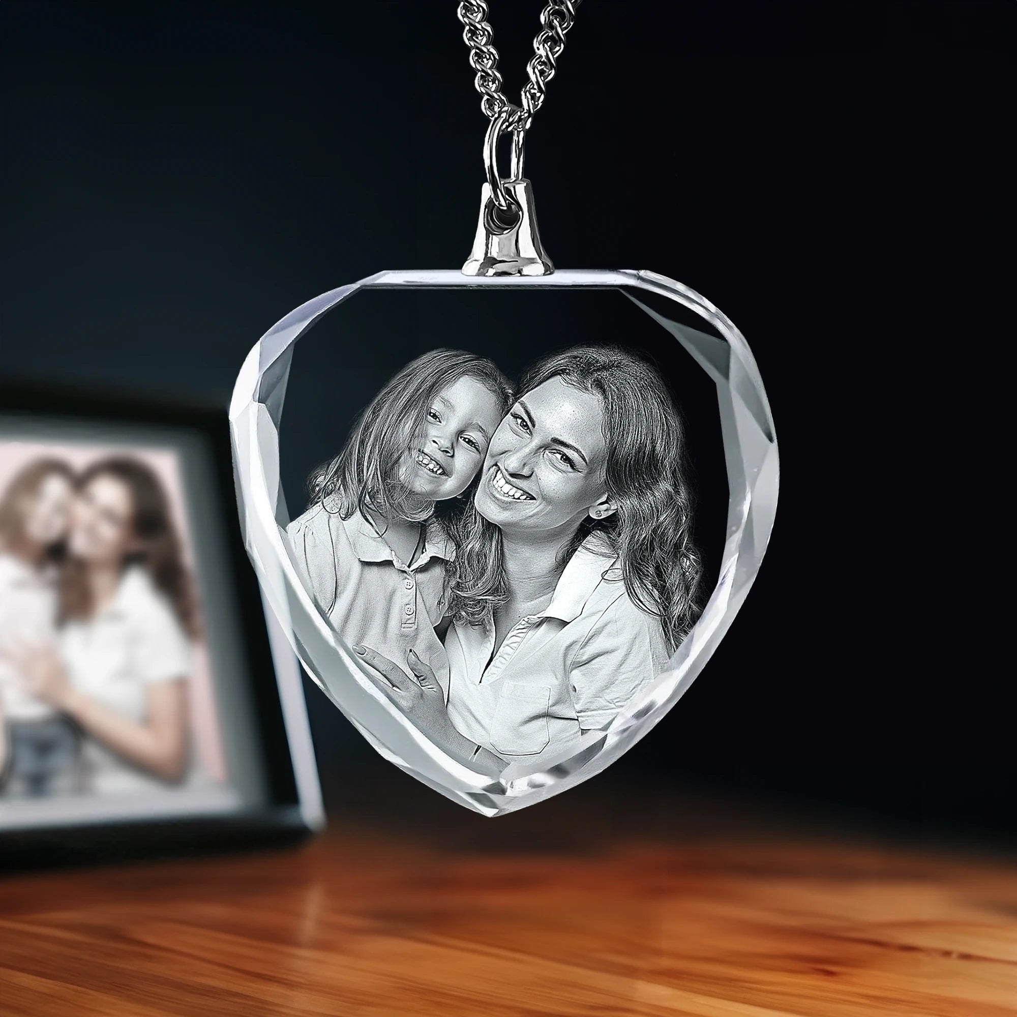 2D Crystal Photo Necklace - Heart - Medium - Image 1