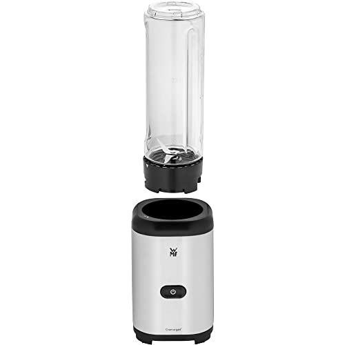 WMF Kult X Mix & Go Mini Smoothie Maker, Standmixer, Blender elektrisch, Shake Mixer 300 Watt Leistung, Tritan-Kunststoff Flasche 600ml, auslaufsicherer Schraubdeckel, rutschfeste Füße, Silber/Schwarz