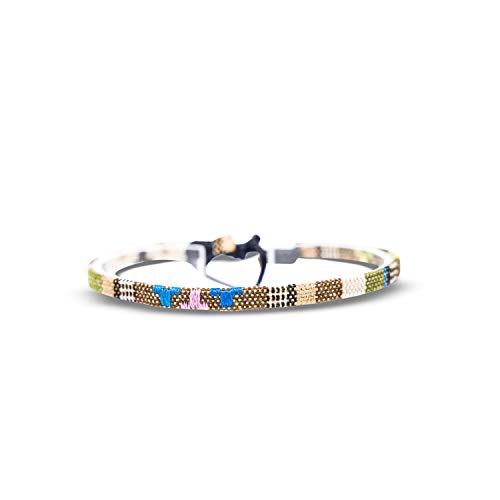 Made by Nami 2er Set Surfer-Armband Herren & Damen • 100% Wasserfest & Handmade • Perlen-Armband Boho Stoff-Armband • Sommer Strand-Schmuck • Freundschaftsarmbänder (Safari & Tigerauge)
