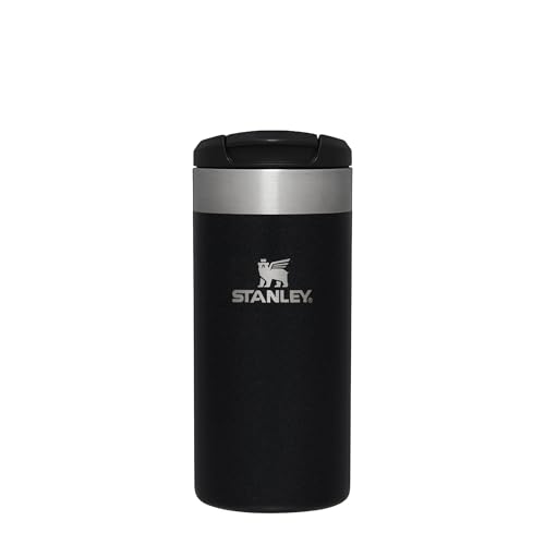 Stanley Aerolight Transit Travel Mug 0.35L - Keeps 4 Hours Hot - 6 Hours Cold - Dishwasher Safe - Leakproof - Car Cup Holder Compatible - Insulated Coffee Cup - Black Metallic
