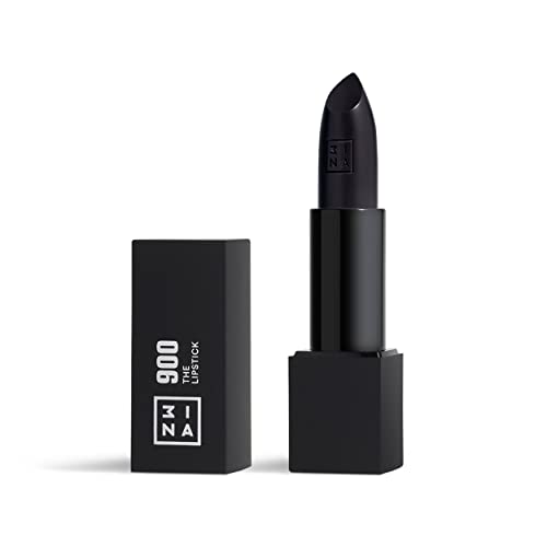 3INA MAKEUP - The Lipstick 900 - Schwarz Matte Lippenstift - Matt Lippen-Stift mit Vitamin E und Shea Butter- Langanhaltender Hochpigmentiert Creme - Vanille-Duft - Vegan - Cruelty Free