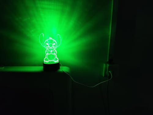 ZTZK Stitch Lampe, 3D LED Nachtlicht intelligente Fernbedienung Tischlampe 16 Farben für Weihnachten Stitch Geschenk Kinderzimmer Dekoration