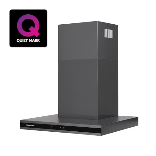 Russell Hobbs RHGCH603DS Midnight Collection 60cm T-Shaped Chimney Cooker Hood, Dark Steel