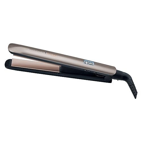 Remington Glätteisen [hochwertige Beschichtung] Keratin (Keramikbeschichtung mit Keratin & Mandelöl angereichert) LCD-Display, 10 Temperatureinstellungen 150-230°C, Haarglätter S8540,Schwarz, 110 mm