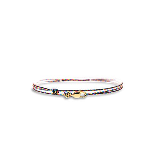 Made by Nami Dünnes Wickel-Armband Herren & Damen mit Karabiner-Haken Verschluss Handmade - Maritimer Surfer Schmuck - Minimalistisches Stoff-Armband - 100% Wasserfest & verstellbar (Dark Retro Gold)