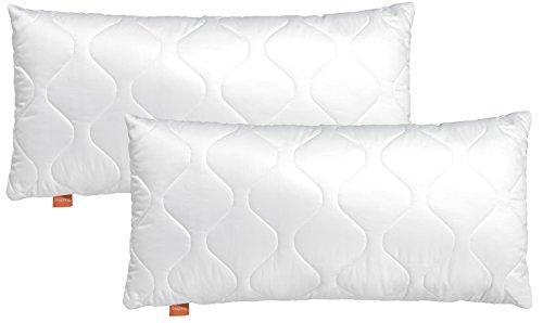 sleepling Kopfkissen 40x80 cm 2er Set, Allergiker Kissen, waschbar, Made in EU, Ökotex, langes Schlafkissen 40 x 80, Bettkissen, Pillow, 2 Stück, Komfort 100