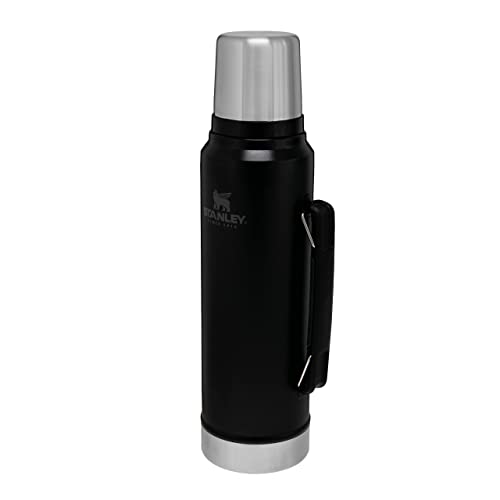 Stanley Classic Legendary Thermosflasche 1L - Thermos Hält 24 Stunden Heiß Oder Kalt - Edelstahl Thermoskanne - BPA-Frei - Spülmaschinenfest - Matte Black