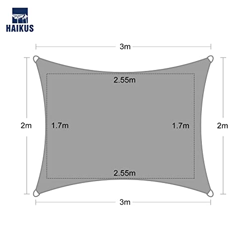 HAIKUS Sonnensegel Wasserdicht Rechteckig 2x3m Sonnenschutz Wasserabweisend Premium PES Polyester mit UV Schutz für Balkon Garten Terrasse Creme 3x2m