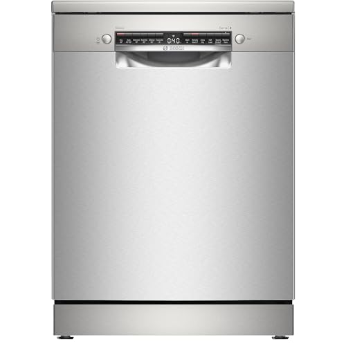 Bosch SMS4EKI06G Series 4, Free-Standing Dishwasher 60 cm, B Energy Rated, 13 Place Settings, 9 Litre, ExtraDry, Silence Plus 42dB Quiet,Rackmatic Adjustable Basket, Silver Inox