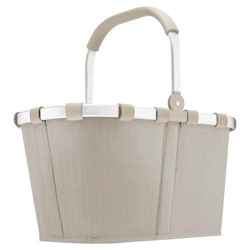 reisenthel carrybag herringbone sand – Stabiler Einkaufskorb mit viel Stauraum und praktischer Innentasche – Elegantes und wasserabweisendes Design