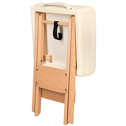 tectake® Massage Liege Zubehör Hocker mit Lagerungsrolle, Sitzhocker mit Halbrolle + Vollrolle für Massageliege - beige