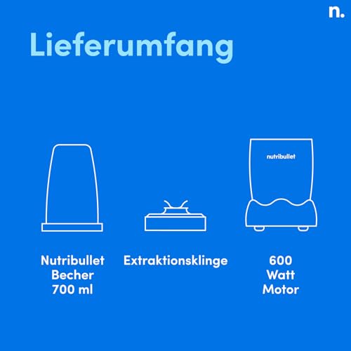 nutribullet Original, Elektrischer Mixer, Zerkleinerer, Smoothiemixer, Smoothie Maker, 600 W Leistung, Einfach und schnell in der Anwendung, Kompakt, Leicht zu reinigen, NB603DG