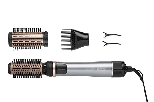 Remington Warmluftbürste rotierend [automatisch] Keratin Protect (inkl.3 Aufsätze: 2 Rundbürsten+Haaransatz-Booster für mehr Volumen) + Haarklammern, Keramikbeschichtung mit Mandelöl, AS8811,Grau