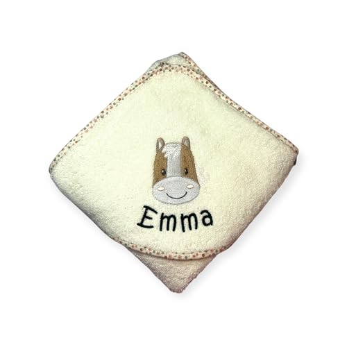 Sterntaler Kapuzenhandtuch 100x100 mit Name personalisiert beige mit Pferd Sunny