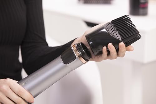 Remington Warmluftbürste rotierend [automatisch] Keratin Protect (inkl.3 Aufsätze: 2 Rundbürsten+Haaransatz-Booster für mehr Volumen) + Haarklammern, Keramikbeschichtung mit Mandelöl, AS8811,Grau