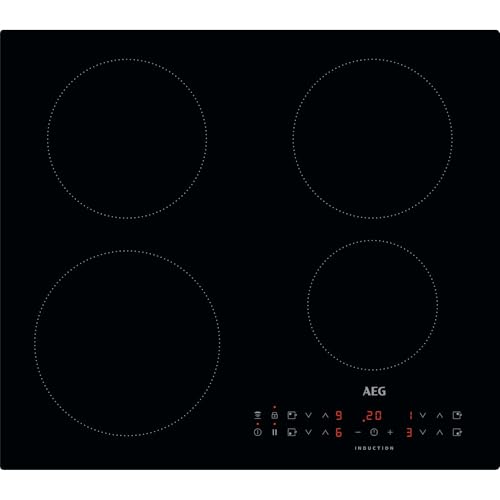 AEG 3000 Series Induction Hob, IKX64301CB, 4 Cooking Zones, 60cm, Hob2Hood Function, Built-In Hob Timer, Key-lock, Booster, Automatic Heating-Up, LED Indicators, Black