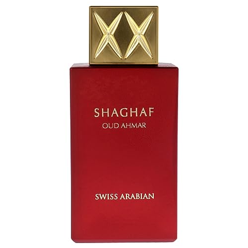 Swiss Arabian Shaghaf Oud Ahmar Eau de Parfum Unisex 75ML - Ein dekadenter warmer Amber-Gourmand mit spritziger Bergamotte und reifen Früchten - Ein luxuriöser und verführerischer Duft