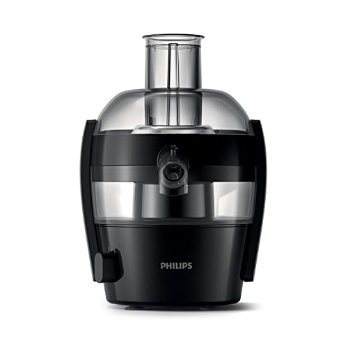 Philips Entsafter – 500W, 1.5L, HomeID-Rezepte-App, QuickClean (HR1832/00), 400 Watt, 1 Liter, 23 x 23 x 42 cm, Schwarz