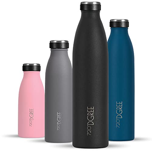 720°DGREE Edelstahl Trinkflasche “milkyBottle” - 1L - BPA-Frei, Auslaufsicher, Kohlensäure geeignet - Thermosflasche für Sprudel, Sport, Uni, Schule, Fitness, Outdoor, Camping