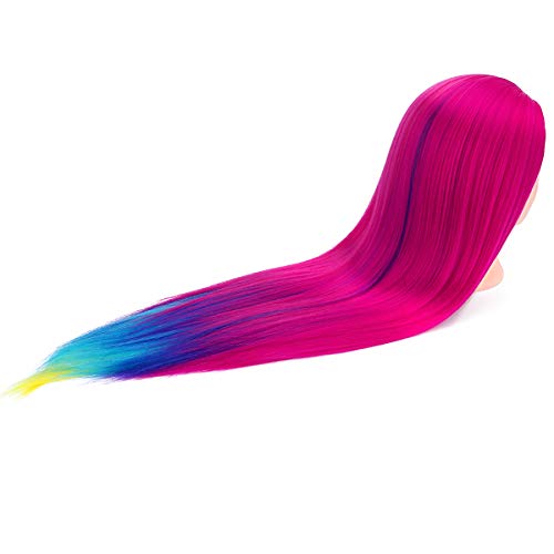 TopDirect 80cm/31.5 Zoll Übungskopf Frisierkopf Friseur 100% Synthetisches Haar Perückenkopf Puppenkopf Trainingsköpfe Friseurkopf Ausbildung Kopf mit Halter + DIY Haare Frisuren Set