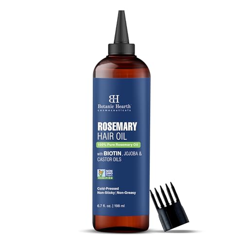Botanic Hearth 100% reines Rosmarinöl haare (Rosemary oil for hair growth), angereichert mit Biotin | Haarstärkende Behandlung | Mit Jojobaöl und Rizinusöl | 6,7 fl oz