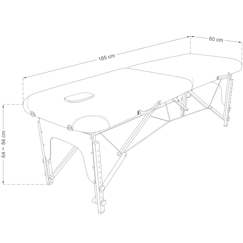 Beltom® Mobile Massagetisch Massageliege 2 zonen Basic 185 x 60 cm. - Licht 11,8 kg - massagebed massageleuning Massagebank 2 Zones klappbar Kosmetikliege - Schwarz