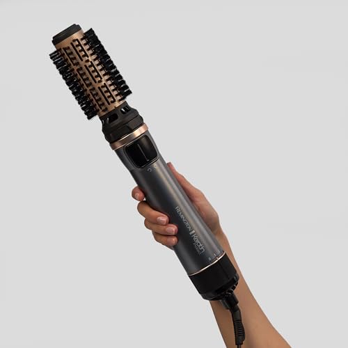 Remington Warmluftbürste rotierend [automatisch] Keratin Protect (inkl.3 Aufsätze: 2 Rundbürsten+Haaransatz-Booster für mehr Volumen) + Haarklammern, Keramikbeschichtung mit Mandelöl, AS8811,Grau