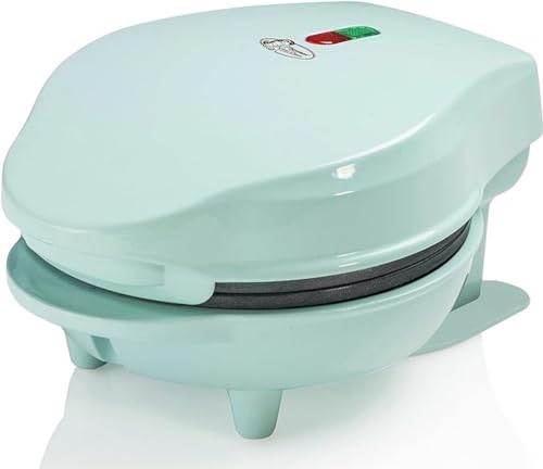 Bestron Mini-Waffeleisen für klassische Waffeln, kleiner Waffelmaker mit Antihaftbeschichtung, für Kindergeburtstage, Familienfeiern, Ostern oder Weihnachten, Retro Design, 550 Watt, Farbe: Mint único