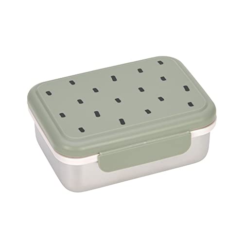LÄSSIG Kinder Brotdose Edelstahl Lunchbox Frühstücksbox Nachhaltig Kindergarten Schule/Happy prints light olive