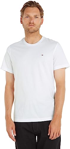 Tommy Jeans Herren Tjm Xslim Jersey Tee Dm0dm04411 Langarmhemd, Weiß (Classic White), L EU