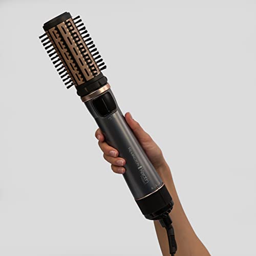 Remington Warmluftbürste rotierend [automatisch] Keratin Protect (inkl.3 Aufsätze: 2 Rundbürsten+Haaransatz-Booster für mehr Volumen) + Haarklammern, Keramikbeschichtung mit Mandelöl, AS8811,Grau