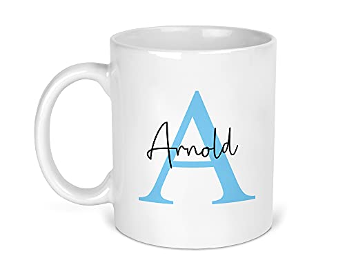 Personalised Mug Initial with Name, Initial Mug, Pink or Blue, Custom Gift for Couples, Her, Mum, Dad, Friend, Nan or Girls
