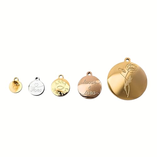 inaklam, Damenschmuck personalisiert, personalisierte Schmuck Anhänger mit Gravur, anpassbare Charms, Kettenanhänger mit Namen, Anhänger mit Buchstaben, (25mm, Silber)