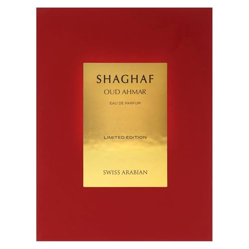 Swiss Arabian Shaghaf Oud Ahmar Eau de Parfum Unisex 75ML - Ein dekadenter warmer Amber-Gourmand mit spritziger Bergamotte und reifen Früchten - Ein luxuriöser und verführerischer Duft