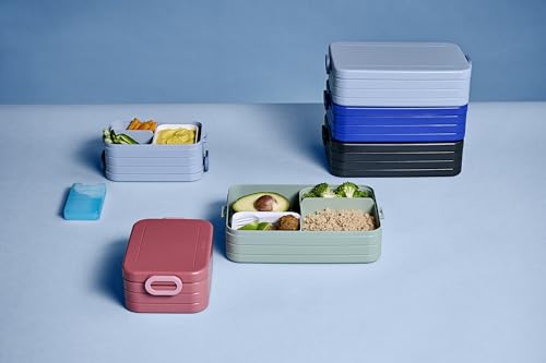Mepal Bento Brotdose Midi Take A Break - Brotdose mit Bento Box - Für 2 Sandwiches oder 4 Brotscheiben - Lunchbox für kleine Snacks & Reste - Brotdose Erwachsene Essenbox mit Fächern - Nordic sage