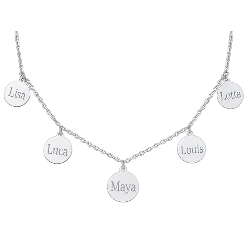 Personalisierte Familienkette als Geschenk für Frauen | zur Geburt | zur Hochzeit | für die Freundin | für Mama (Silber)