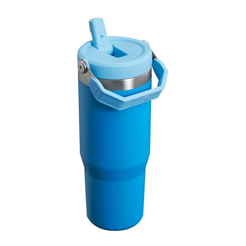 Stanley Flip Straw Tumbler 1.0 Trinkflasche Mit Strohhalm 0.89L - Thermosflasche Hält 12+ Stunden Kalt - Spülmaschinenfest - Sportflasche - Wasserflasche BPA Frei - Azure
