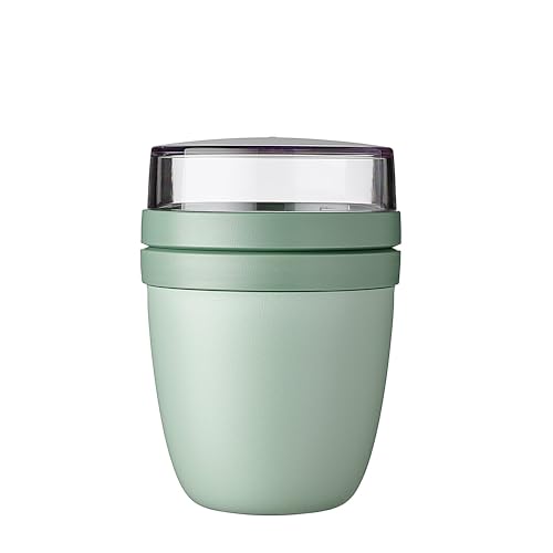 Mepal Müslibecher to go, praktischer Joghurtbecher to go - Unterteilung für Joghurt & Müsli - Geeignet für Gefrierschrank, Mikrowelle & Spülmaschine - 500 ml + 200 ml - Nordic Sage