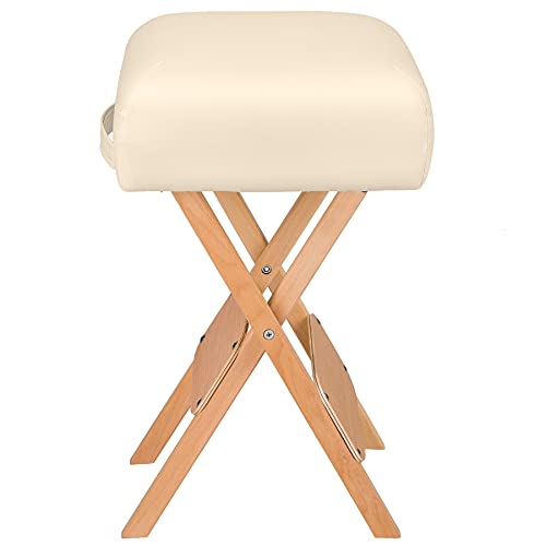 tectake® Massage Liege Zubehör Hocker mit Lagerungsrolle, Sitzhocker mit Halbrolle + Vollrolle für Massageliege - beige