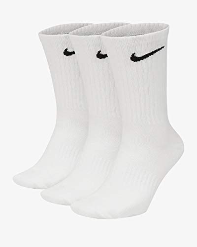 Nike Unisex Everyday Cushion (3 Pairs) Crew trainingssocken 3 Paar , Weiß / Schwarz, S EU
