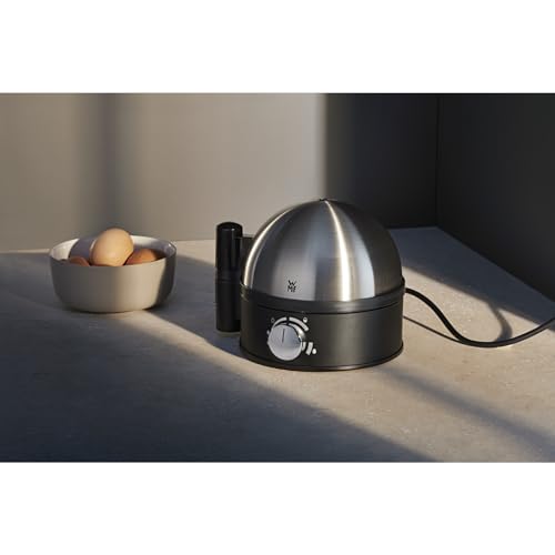 WMF Stelio Eierkocher Edelstahl, Eierkocher 1 Ei -7 Eier, 380 Watt, punktgenaues Zubereiten dank Härtegradeinstellung, Fortkochstufe, Messbecher mit Eipick