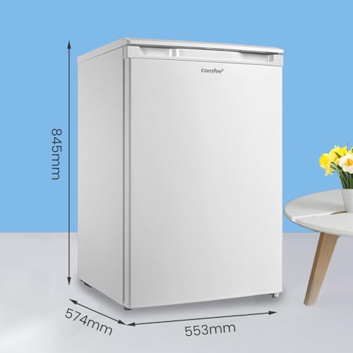 COMFEE' RCU83WH2(E) 88L Freestanding Under Counter Freezer, 55cm Wide, Reversible Door, 3 Drawers, 4 Star Freezer Rating, Adjustable Thermostat, White