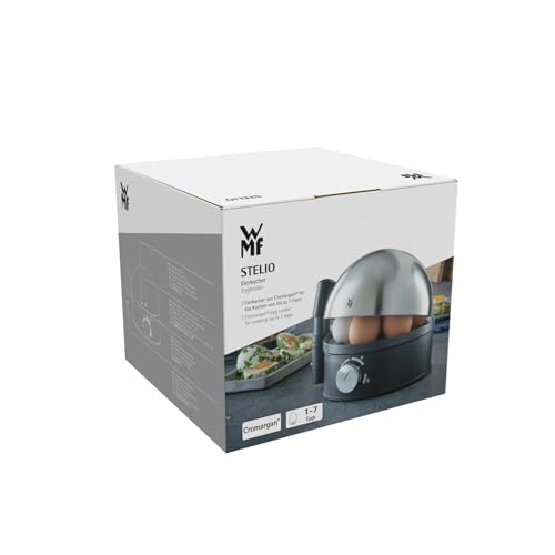 WMF Stelio Eierkocher Edelstahl, Eierkocher 1 Ei -7 Eier, 380 Watt, punktgenaues Zubereiten dank Härtegradeinstellung, Fortkochstufe, Messbecher mit Eipick