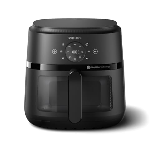 Philips Airfryer 2000 Serie – 13 Zubereitungsmöglichkeiten, 6,2 l, kompaktes Design mit Kochfenster, RapidAir-Technologie, Braten mit bis zu 90% weniger Fett, leicht zu reinigen (NA230/00)